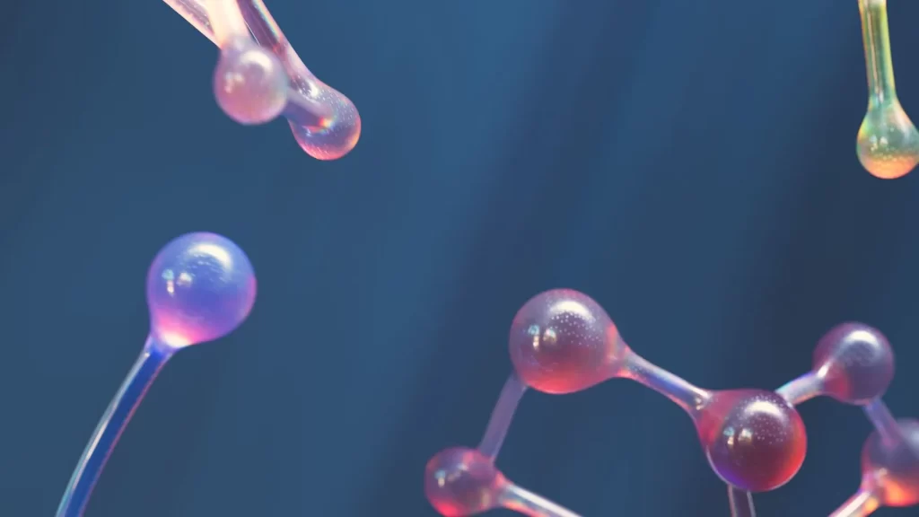 连接的分子结构抽象图像,鲜艳色彩
