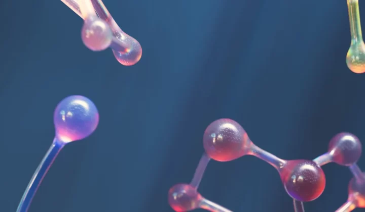 连接的分子结构抽象图像,鲜艳色彩