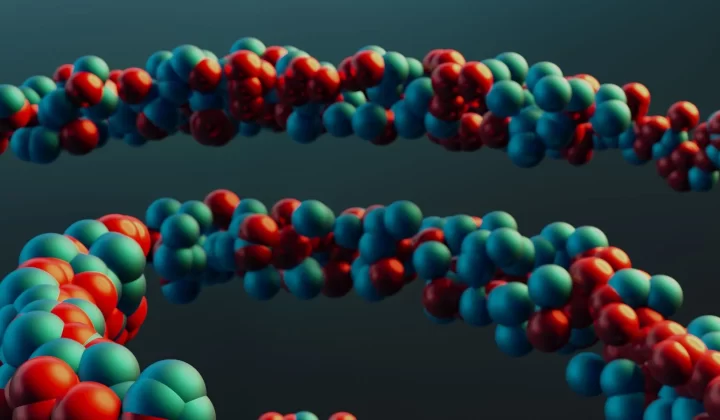 彩色分子模型特写,抽象科学概念