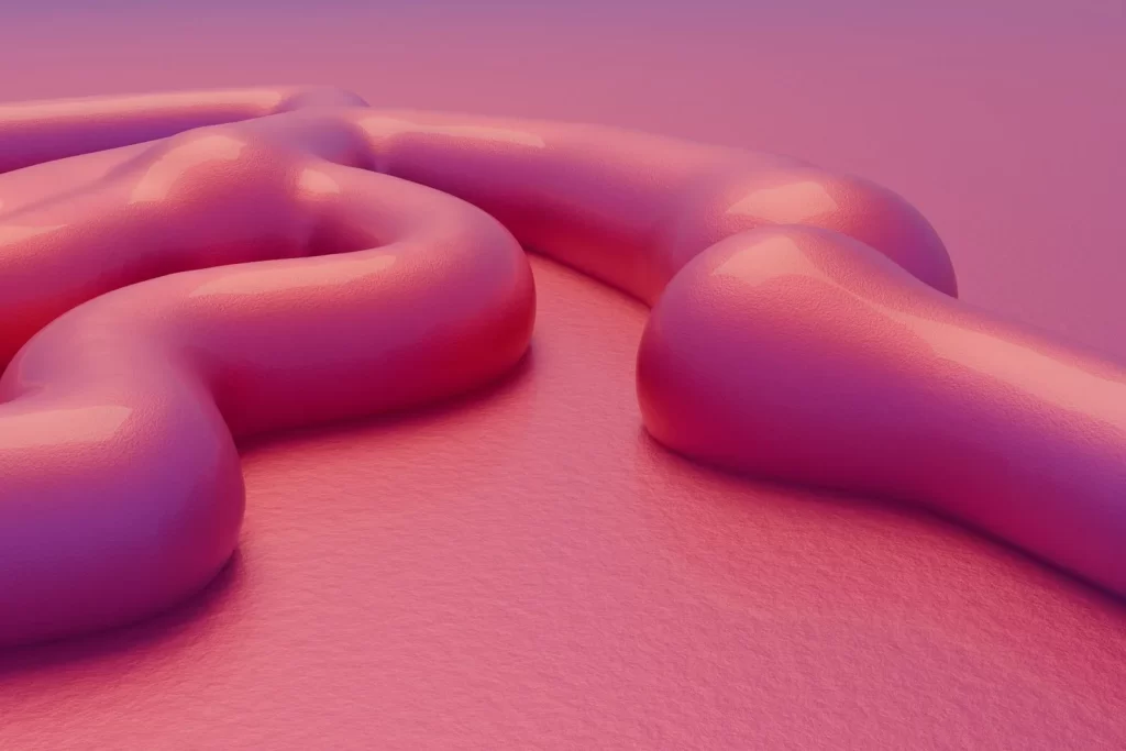 粉紫色抽象3D渲染有机柔和形状,纹理背景