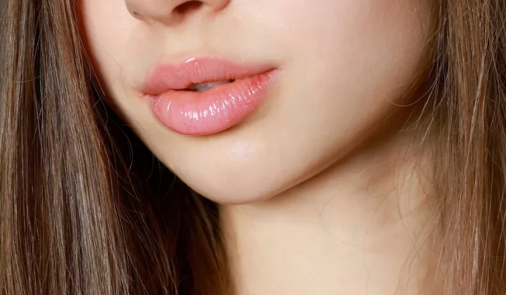 a close up of a woman with long brown hair