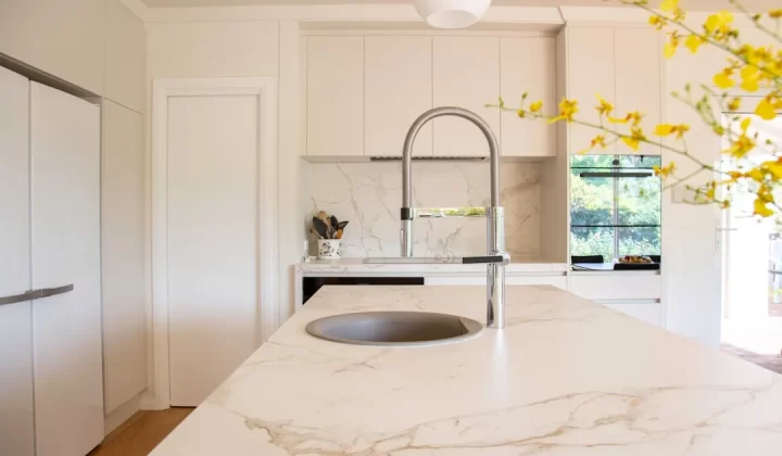 stainless steel faucet on sink
