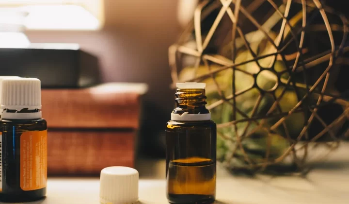 opened amber glass vial bottle
