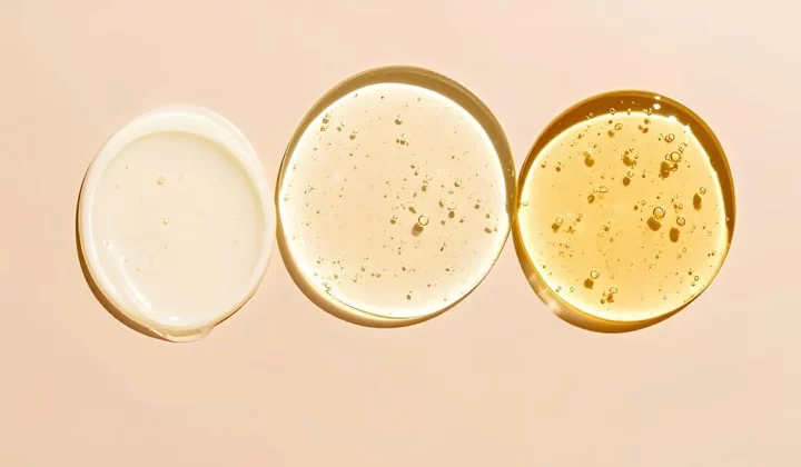 Skincare products displayed in different shades and textures.