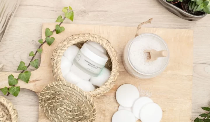 white round plastic container on brown woven basket