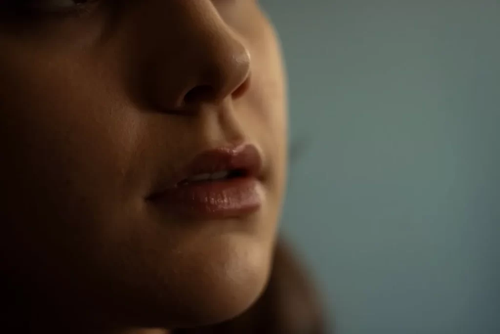Close-up of a young woman's lips