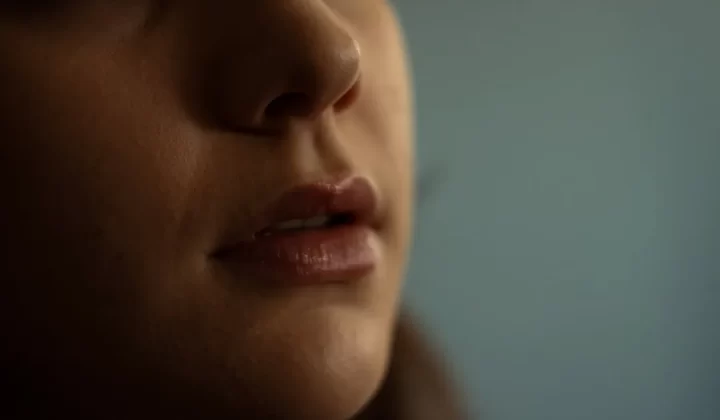 Close-up of a young woman's lips